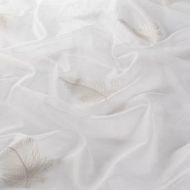 Hímzett Gardisette függöny madártoll mintával bézs