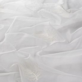 Hímzett Gardisette függöny madártoll mintával fehér