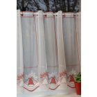 Karácsonyi vitrázs függöny piros harangokkal