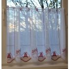 Karácsonyi vitrázs függöny piros harangokkal