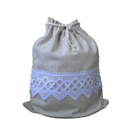 Kenyeres zsák lenes anyagból csipkével