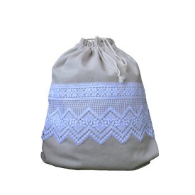 Kenyeres zsák lenes anyagból széles csipkével