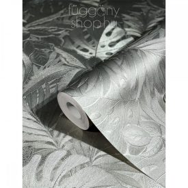   Fémhatású levélmintás tapéta, platina színű, Marburg Botanica 33302