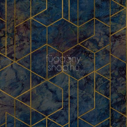 Modern geometrikus mintás tapéta, petrolkék színben, Grandeco Wanderlust 2503