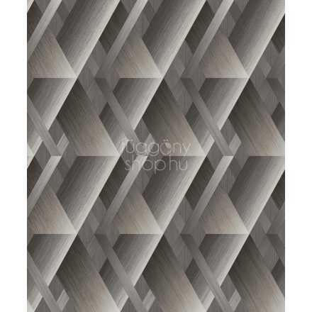 Modern geometrikus mintás fémhatású tapéta, szürke színben, Grandeco Wanderlust 2603