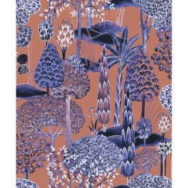   Tapéta festett fákkal terrakotta színben, Khroma Summer Viray Amparo SUM005