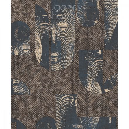 Maszk mintás barna fekete mély türkiz design tapéta, Khroma Tribute Mask Slate 301