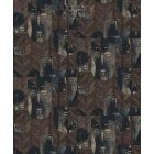 Maszk mintás barna fekete mély türkiz design tapéta, Khroma Tribute Mask Slate 301