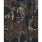 Maszk mintás barna fekete mély türkiz design tapéta, Khroma Tribute Mask Slate 301